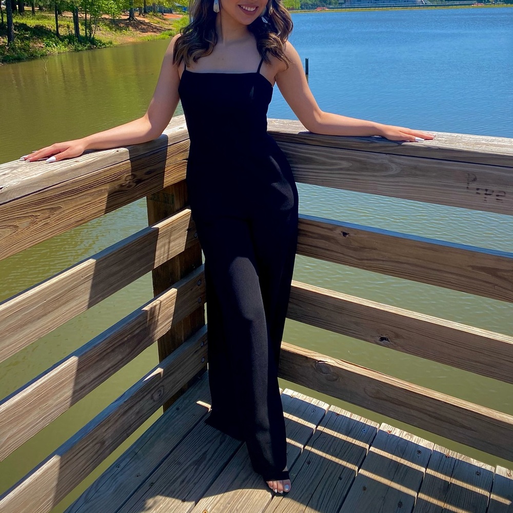 Black slit jumpsuit